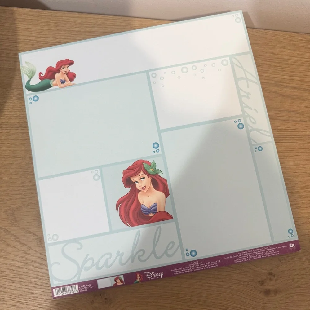 Vintage Disney Ariel Little Mermaid 12”x12” Scrapbook Paper Lot